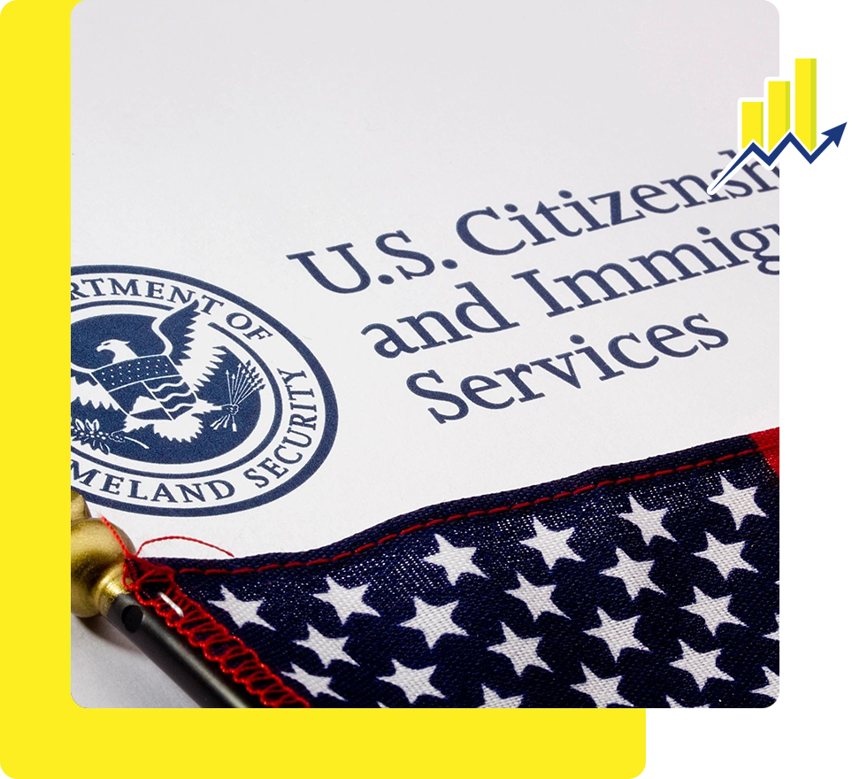 A close up of the u. S. Citizenship and immigration services logo